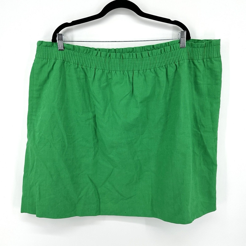 J Crew Women's Size 24 Green Linen Cotton Blend City Skirt  Pockets Lined NEW